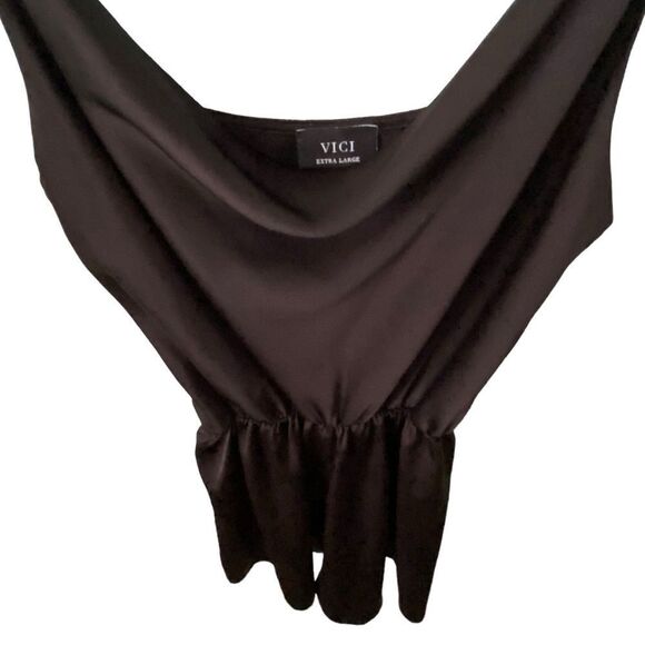 Vici Treat Satin Cowl Neck Romper in Black Size Extra Large - Picture 11 of 11